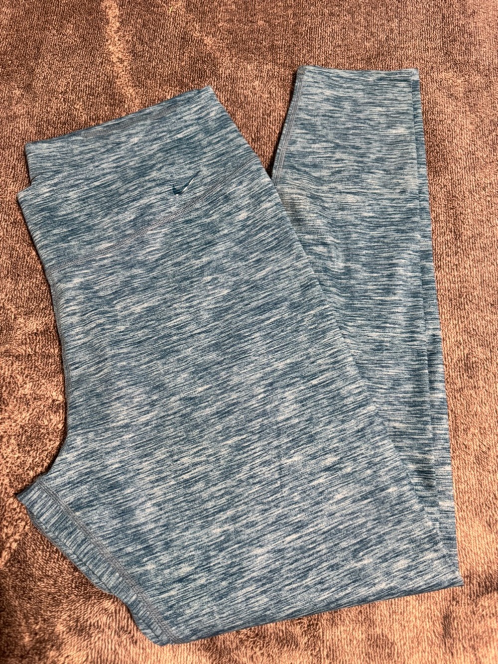 Nike Heathered Light Blue Leggings with Mini Swoosh